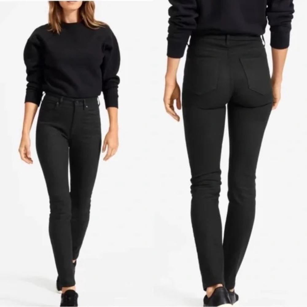 Everlane High Rise Skinny Jean Black Ankle Stretch Denim 28